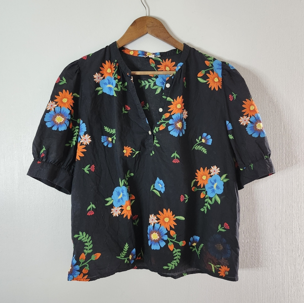 LOFT | Cotton Minimalist Floral Blouse Top
